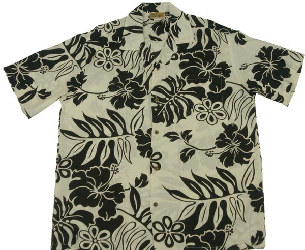 Aloha Apparel Rayon Hawaiian Shirt,, #24 White with Purple Flower XL