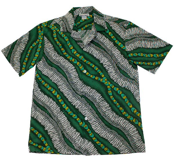 Aloha Apparel Hawaiian Shirt #21 Green Leis, S-2xl S