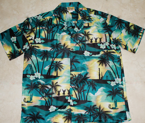 Aloha Apparel Hawaiian Shirt #33 Sunset Green XL