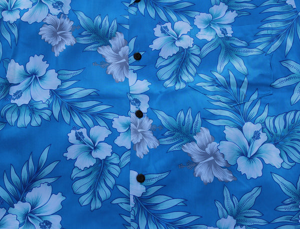 Japanese Hawaiian BLUE STANDARD Multicolor Flower Aloha Shirt 