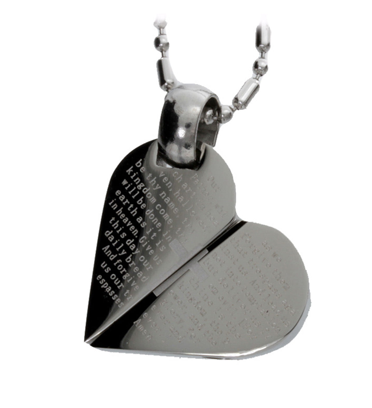 The Lord's Prayer Heart Transform Necklace Stainless Steel