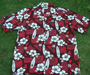 102 Hawaiian Shirt, Red surfboard M - 2XL