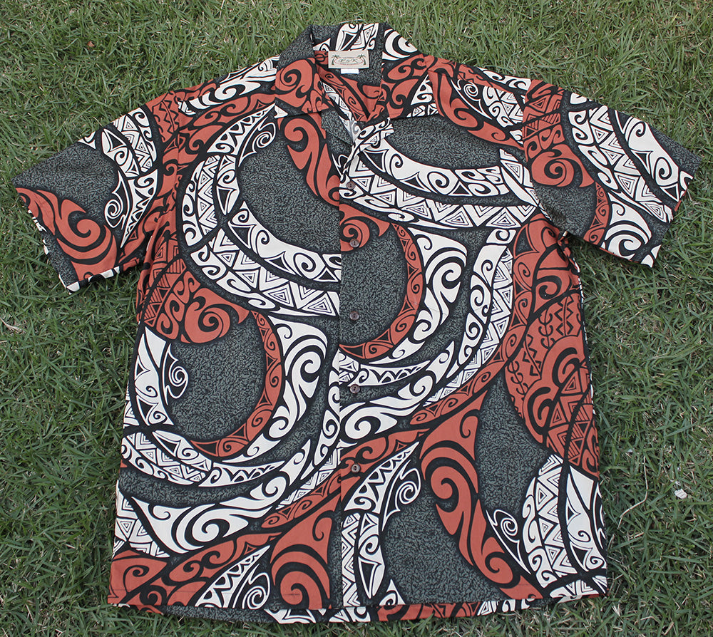 148  Hawaiian shirt  Khaki / red, S-4XL