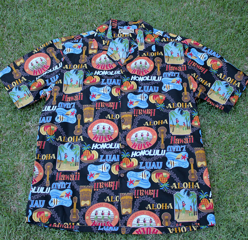 158 Hawaii shirt Black Luau, M-2XL