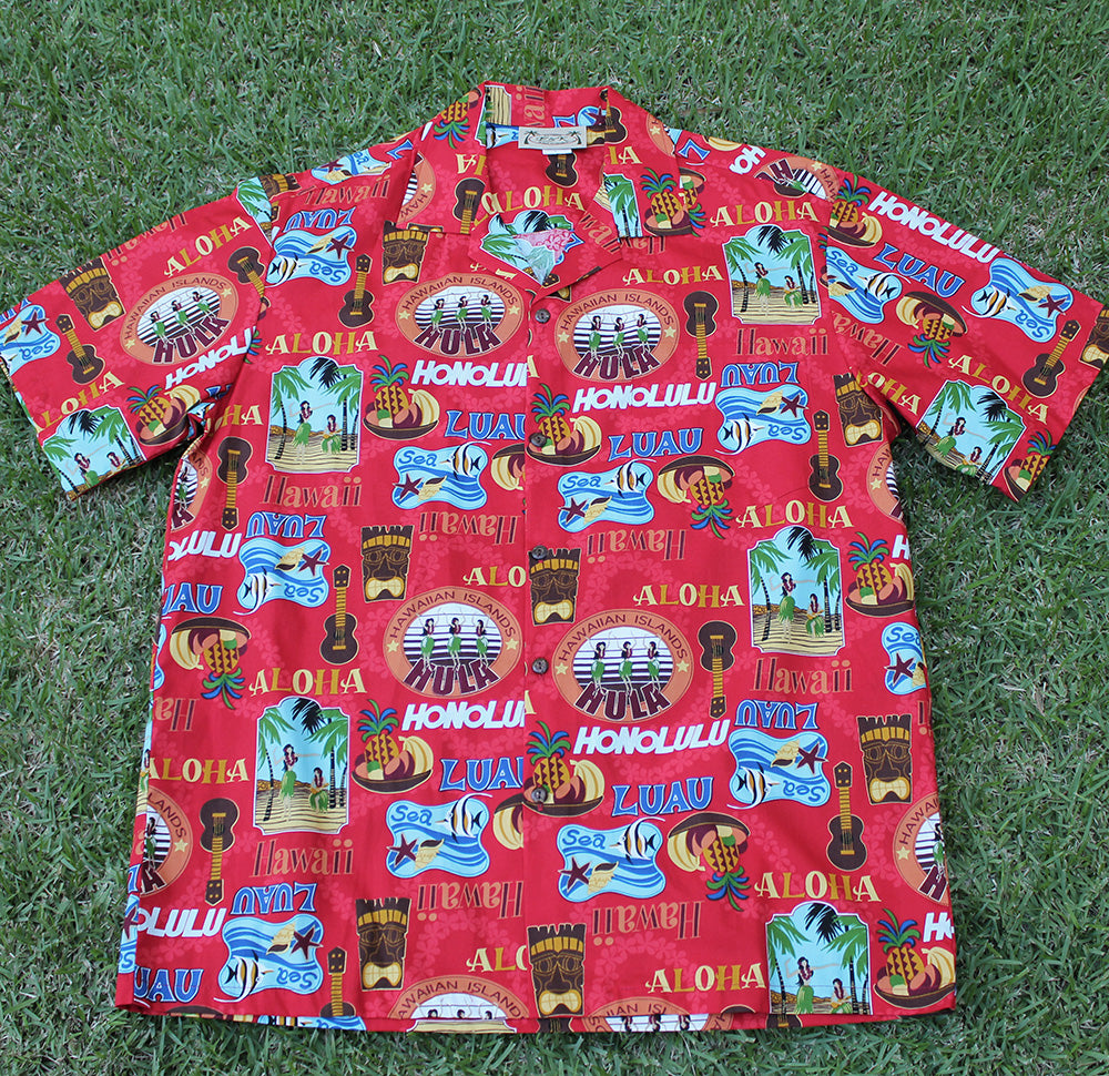 192 Hawaii shirt, Red Luau, M-2XL