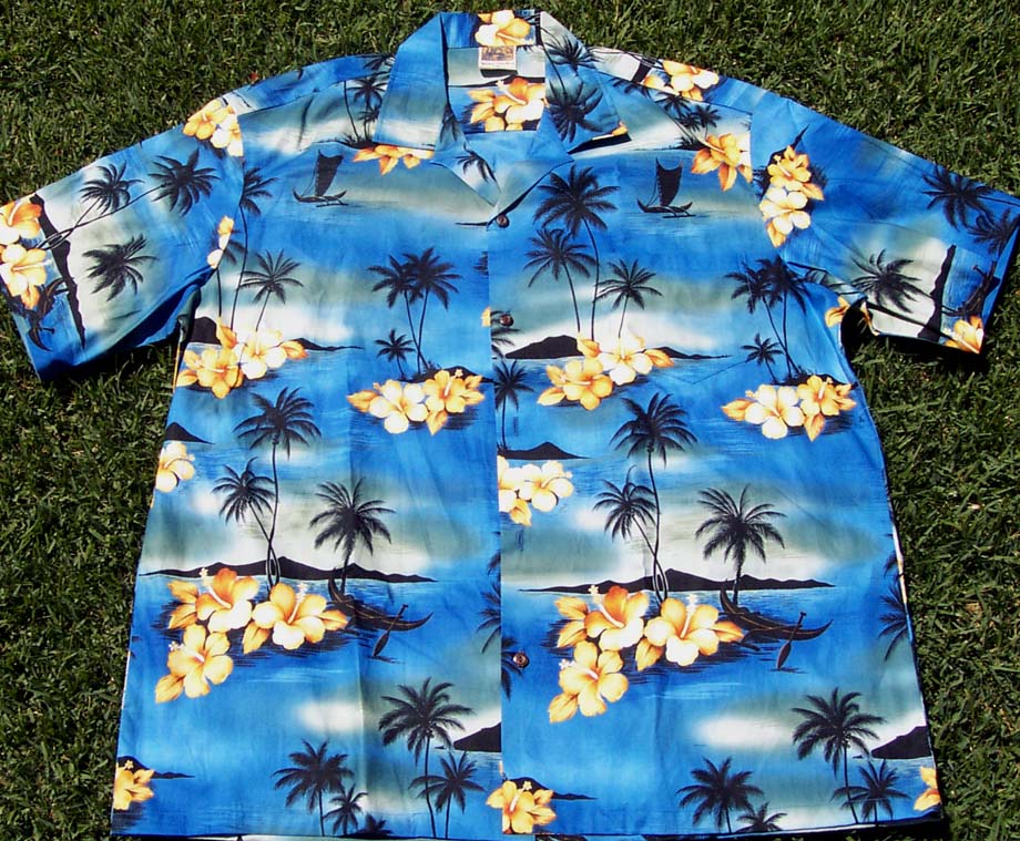 Hawaii Shirt 185 Island/ blue, M-2XL
