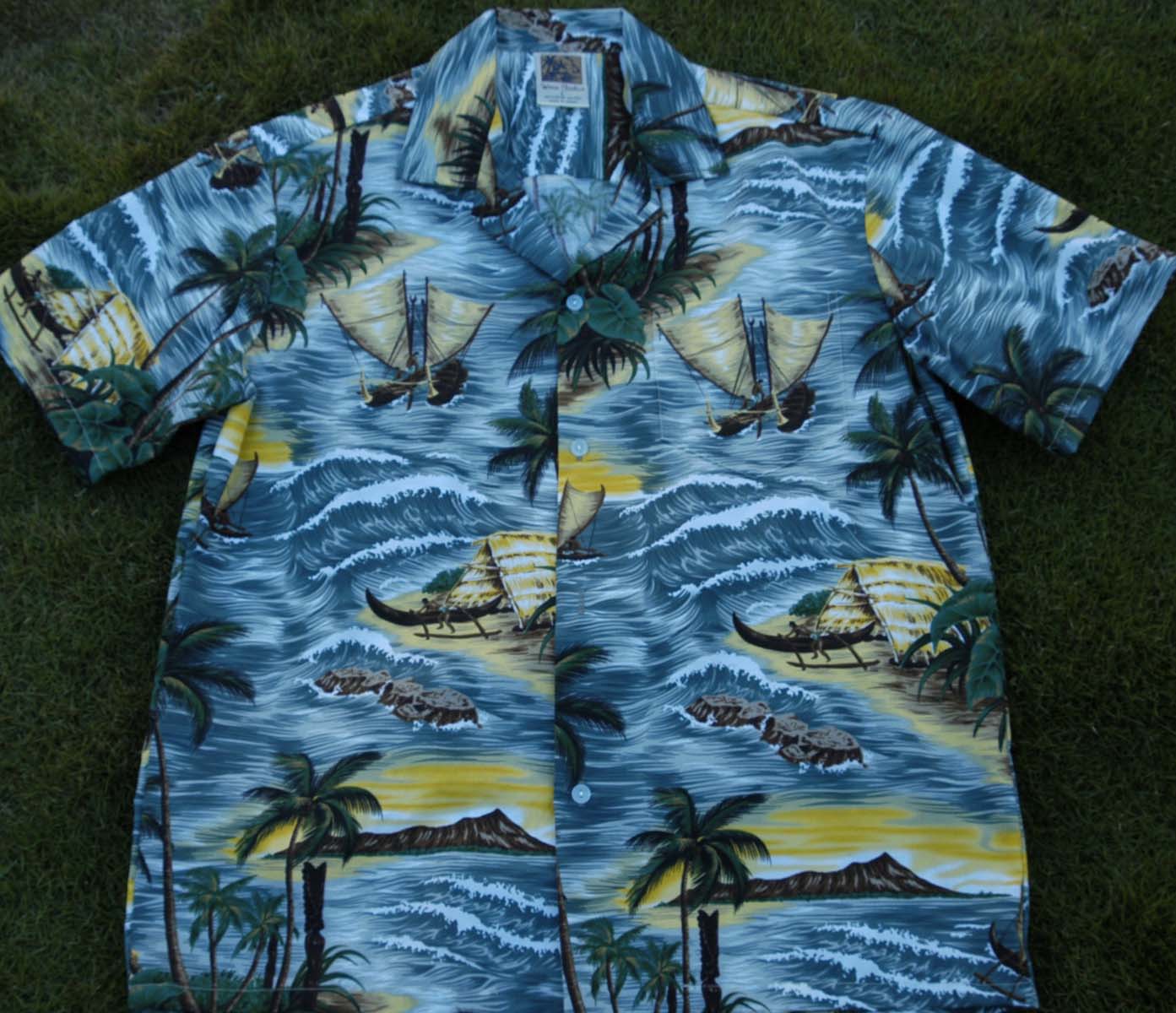 Aloha Apparel Hawaiian Shirt #21 Green Leis, S-2xl S