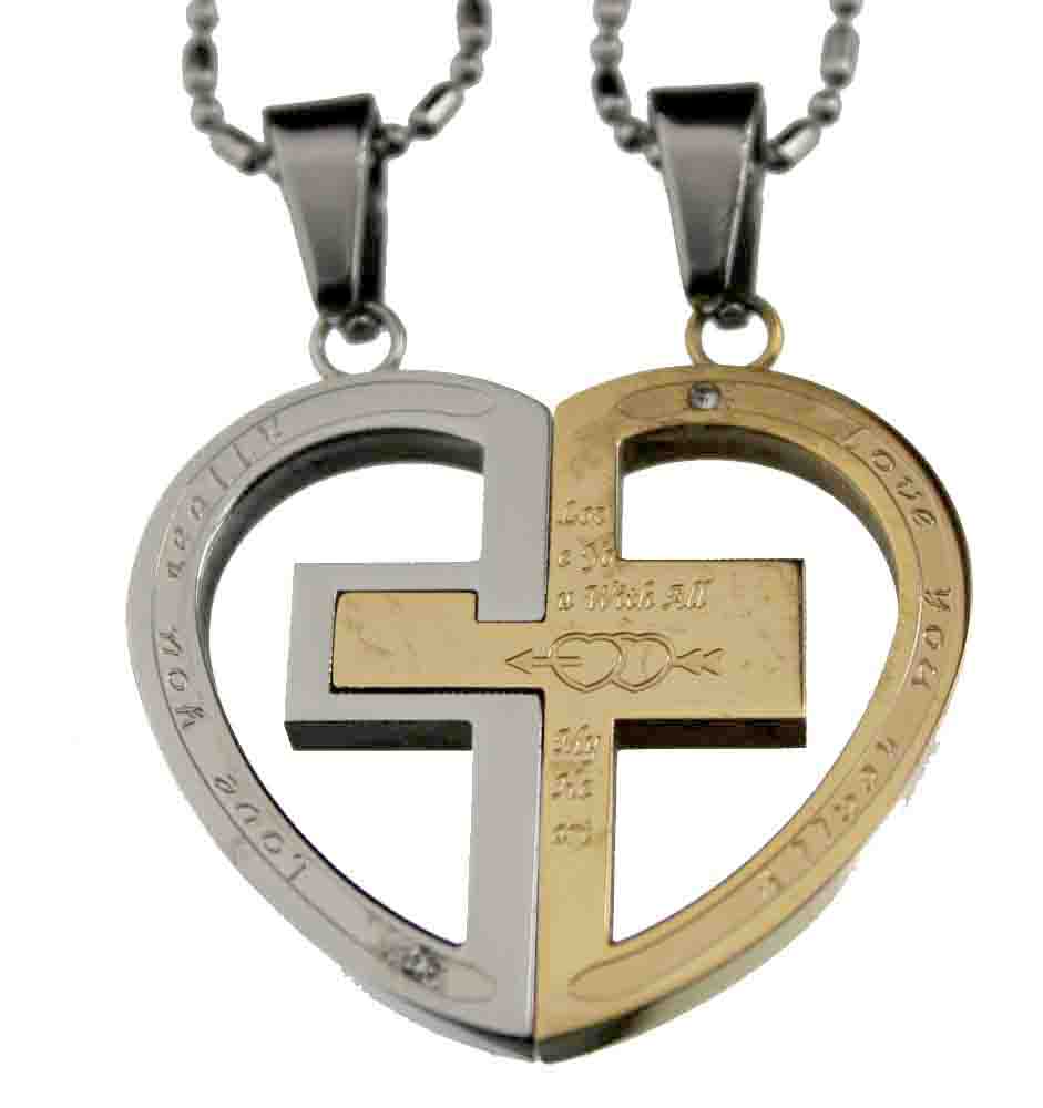 Lovers Couple pendant set<br>Arrow cross heart