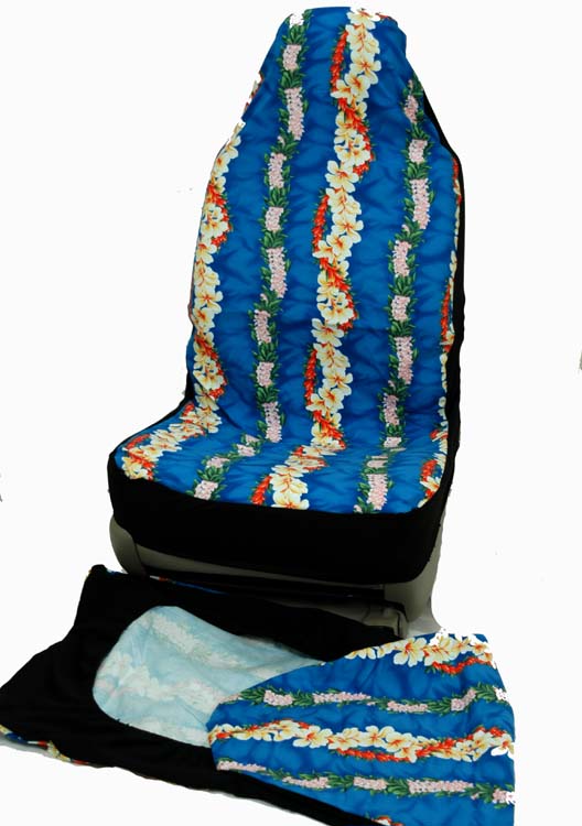 Hawaii Seat Cover, #108 Blue / yellow lei (Non-quilted)