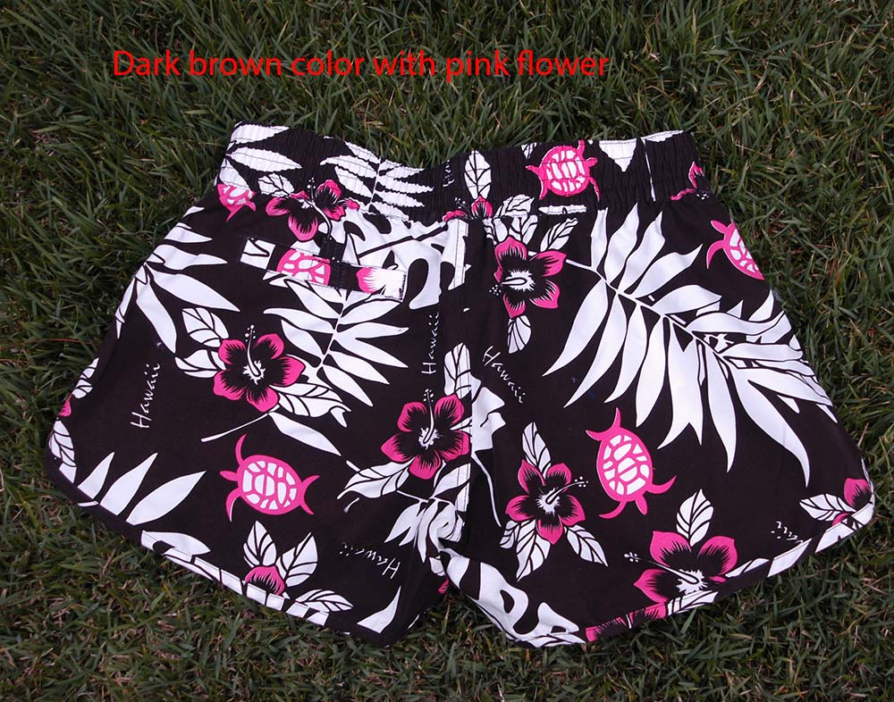 Elastic Girls /womens Boardshorts<br>brown flower, L