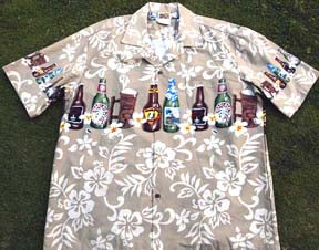 190 Hawaiian shirt  Khaki bottles, M-2XL