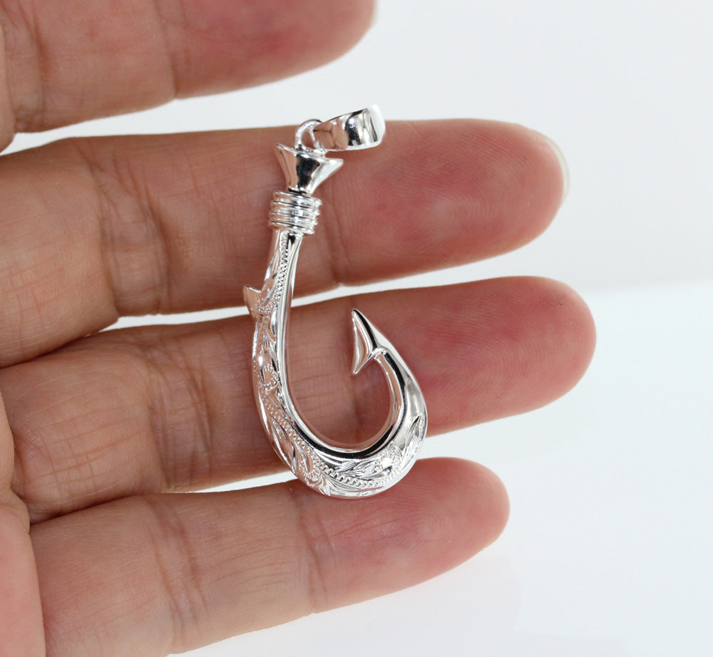 Hawaiian silver<br>Fish hook pendant