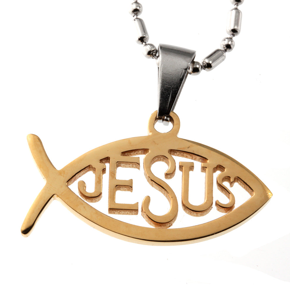 Christian Symbol<br>Jesus Fish Stainless Steel Pendant