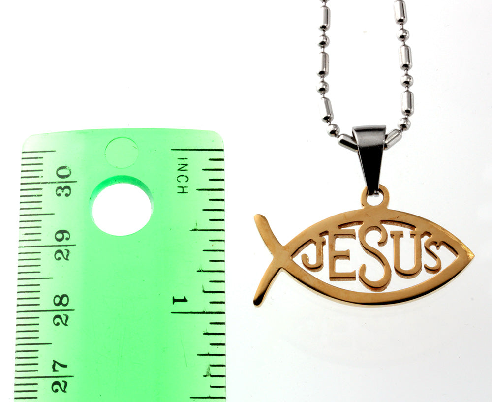 Christian Symbol<br>Jesus Fish Stainless Steel Pendant