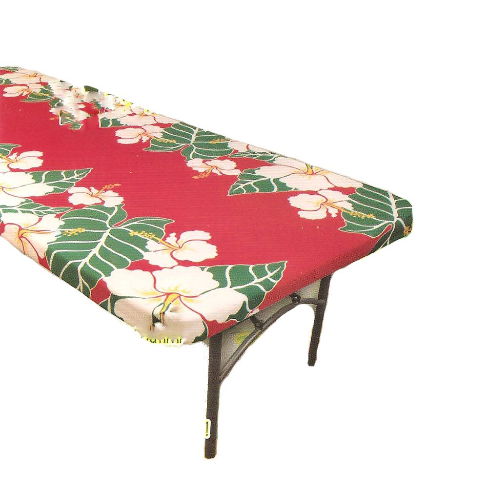 Hawaiian Luau Folding table cloth<br> Red flower size 6'