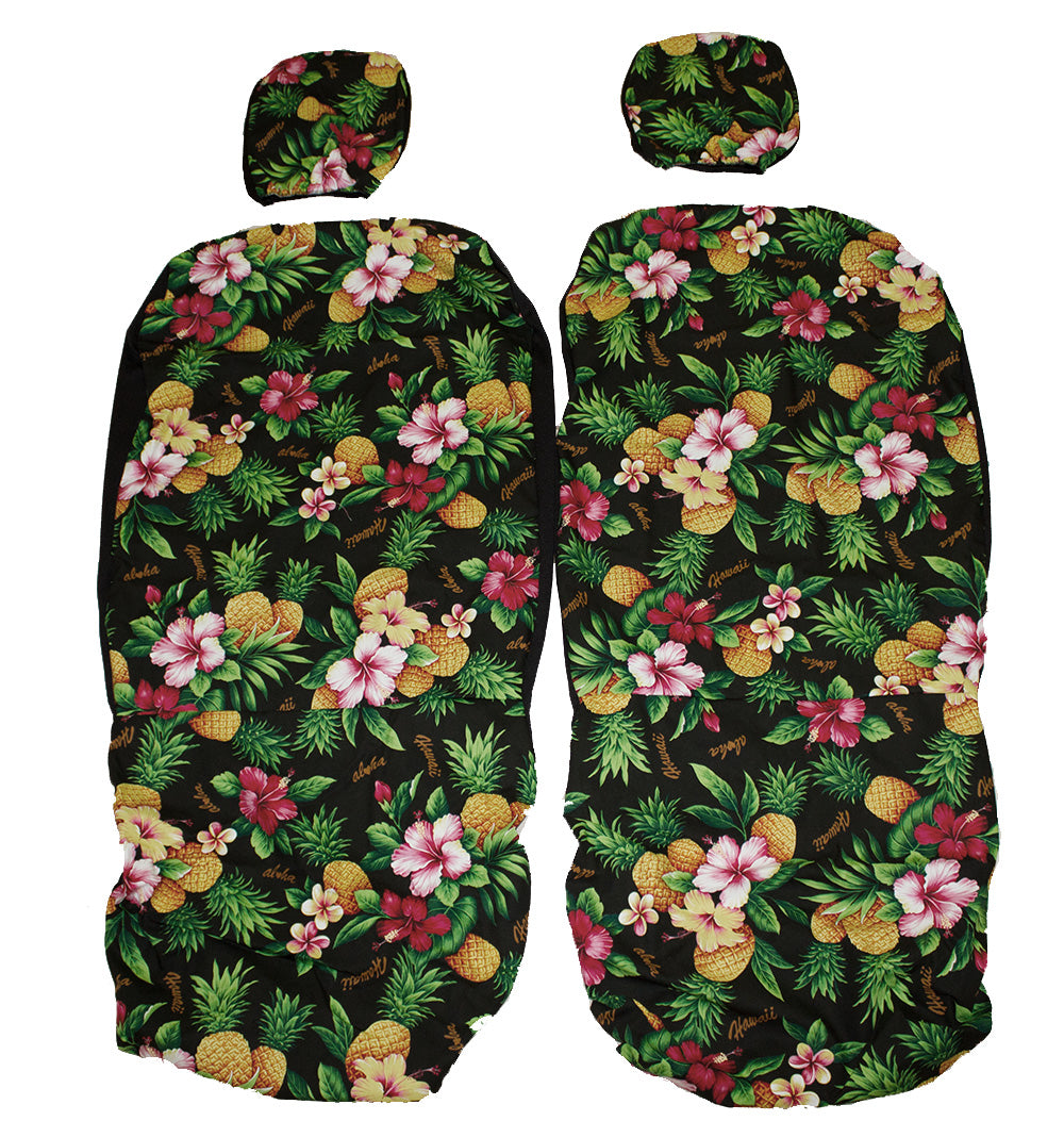 Hawaii Seat Cover<br>Separated Headrest<br>126 Colorful Pineapple<br>(Non-quilted)