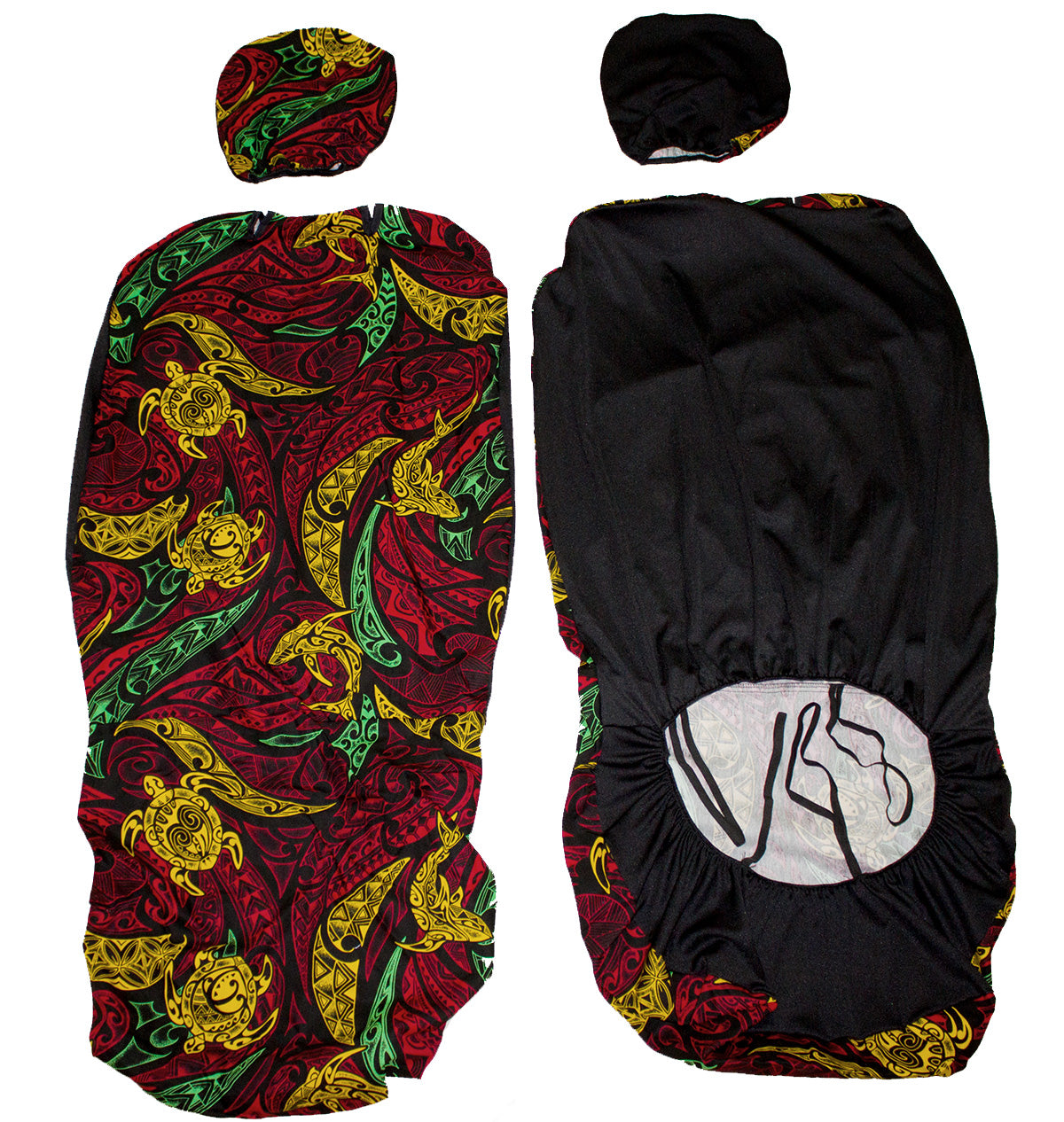 Hawaii Seat Cover<br>Separated Headrest, Rasta Turtle<br> (Non-quilted)