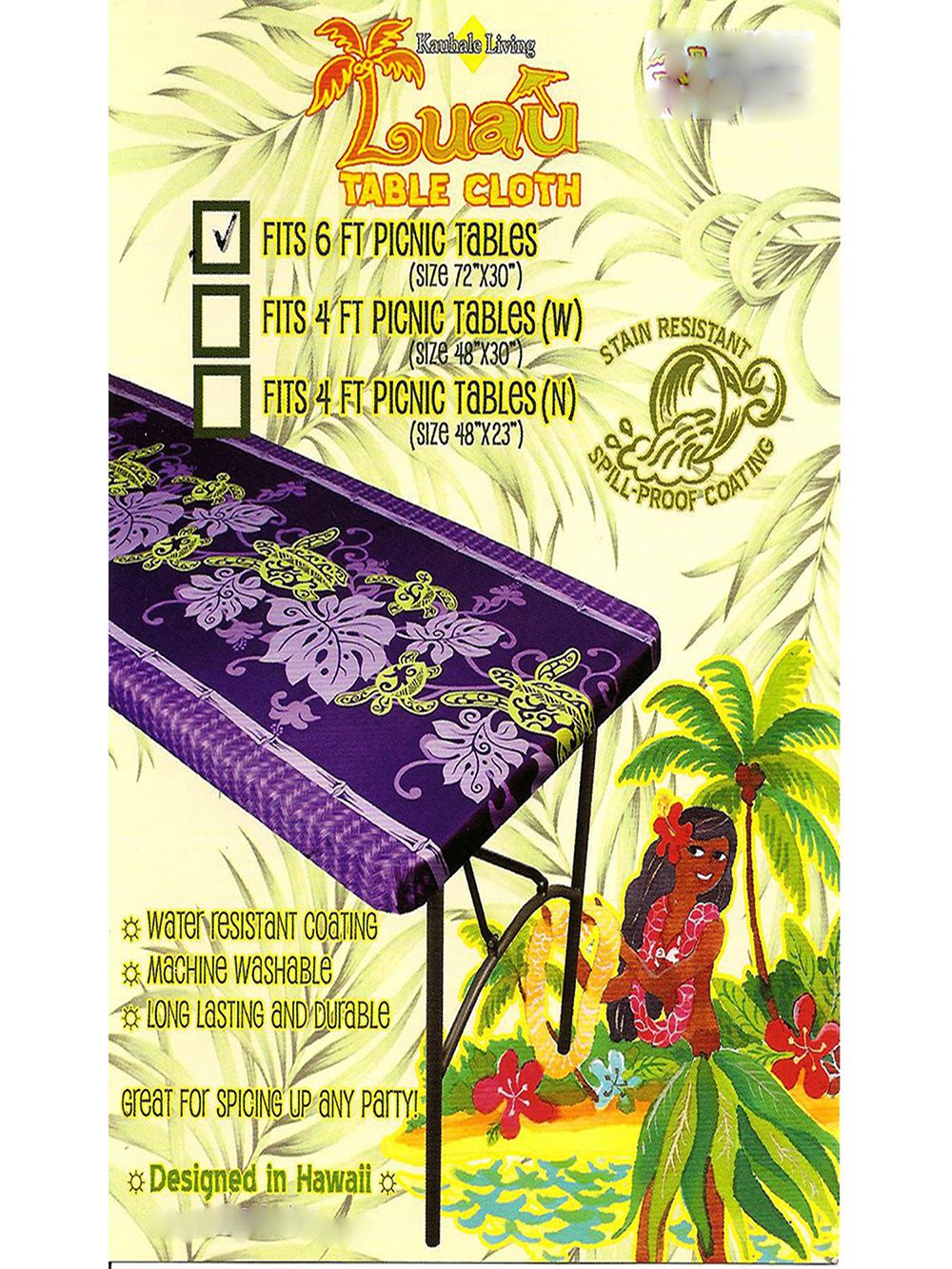 Hawaiian Luau Folding table cloth<br>Purple flower size 6'