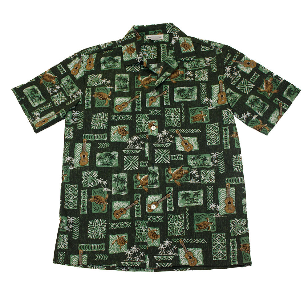 Hawaiian Party Shirt <br>#7 Green Ukulele