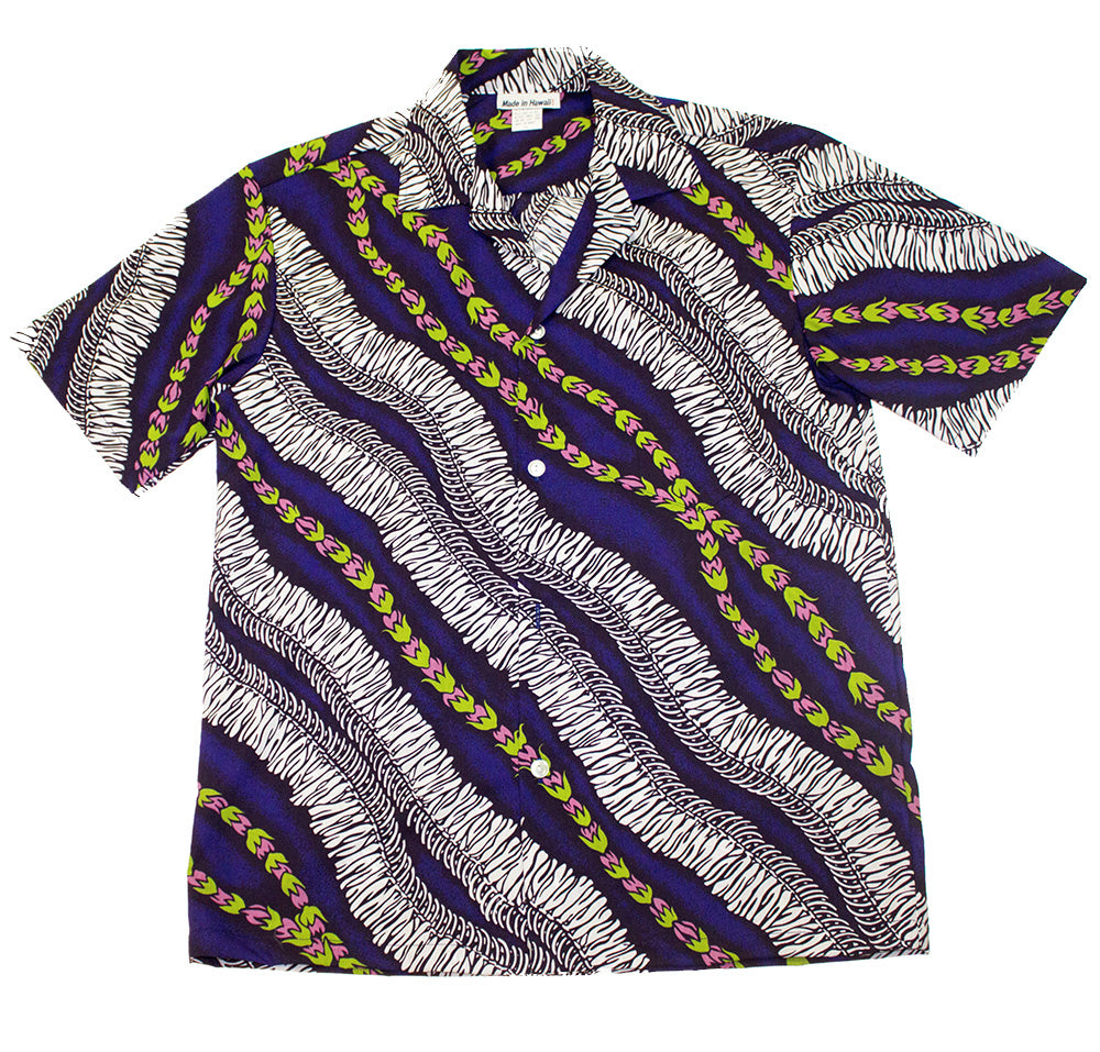 Hawaiian Party Shirt <br>#4 Purple lei, S-2XL