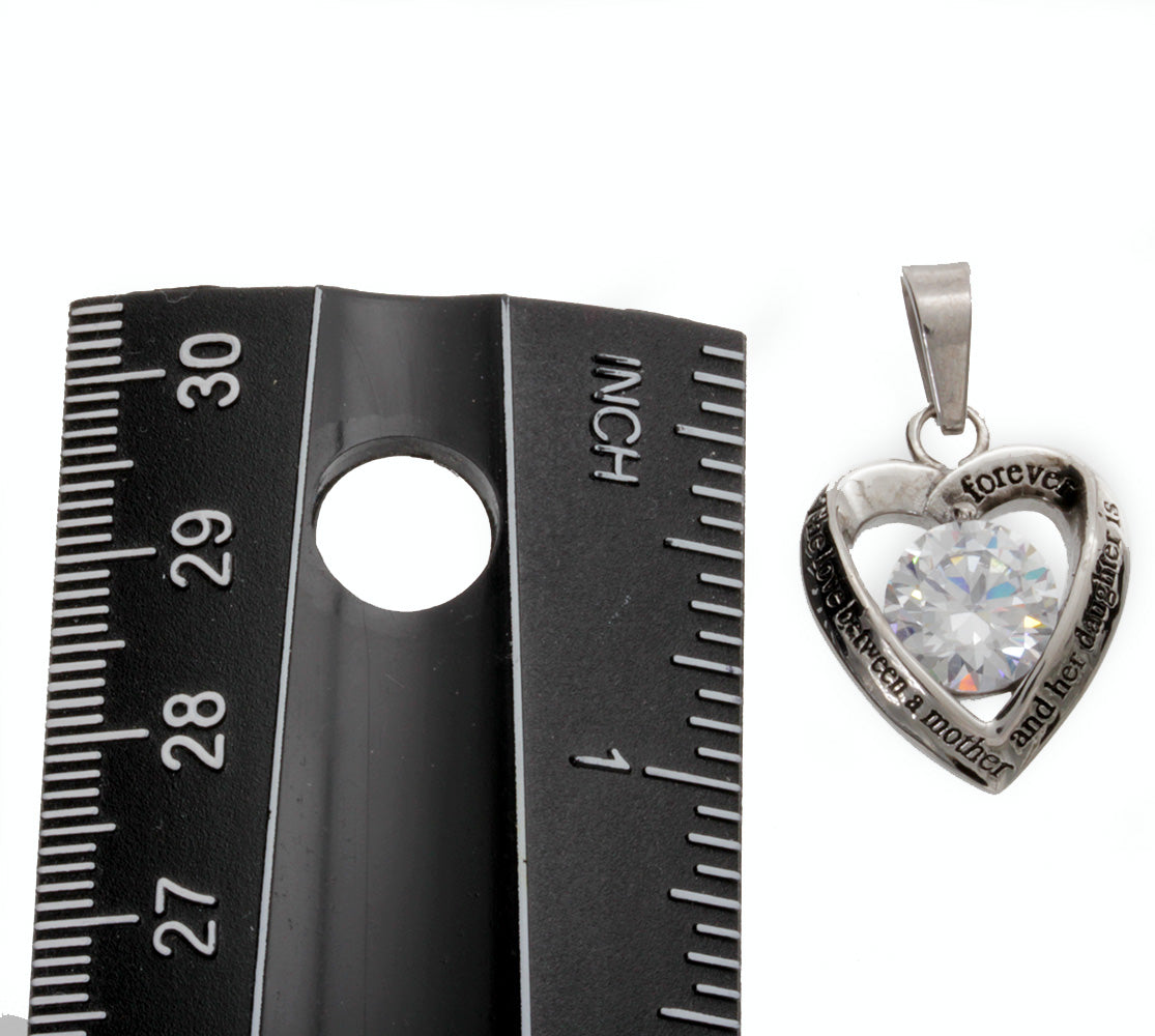 Mother and Daughter Stainless Steel Heart Pendant