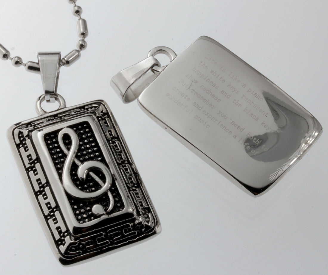 Music Note Bar Pendant with<br> Inspirational Inscription