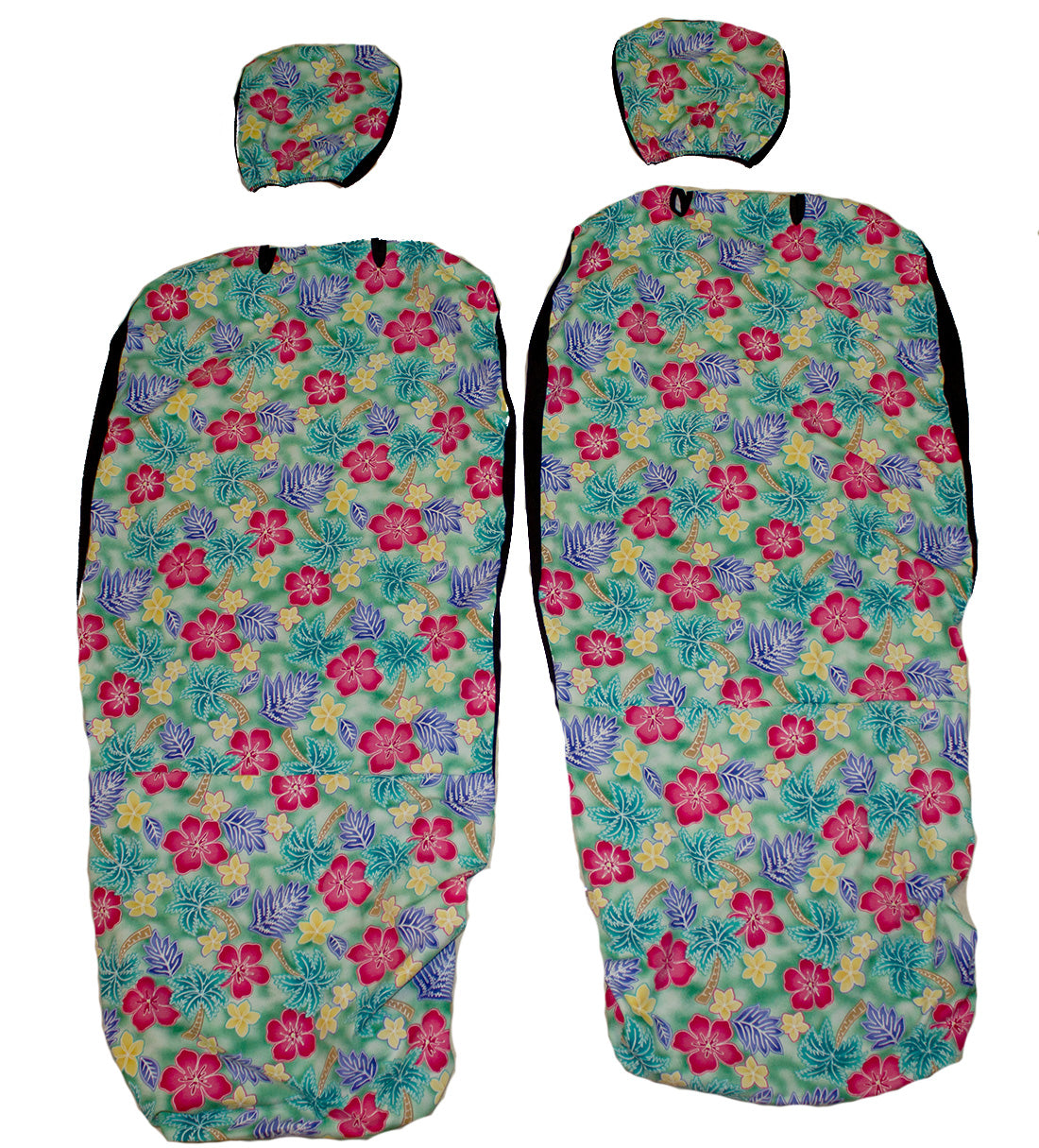 Hawaii Seat Cover with Separate Headrest, Green and Pink flower (Non-quilted)