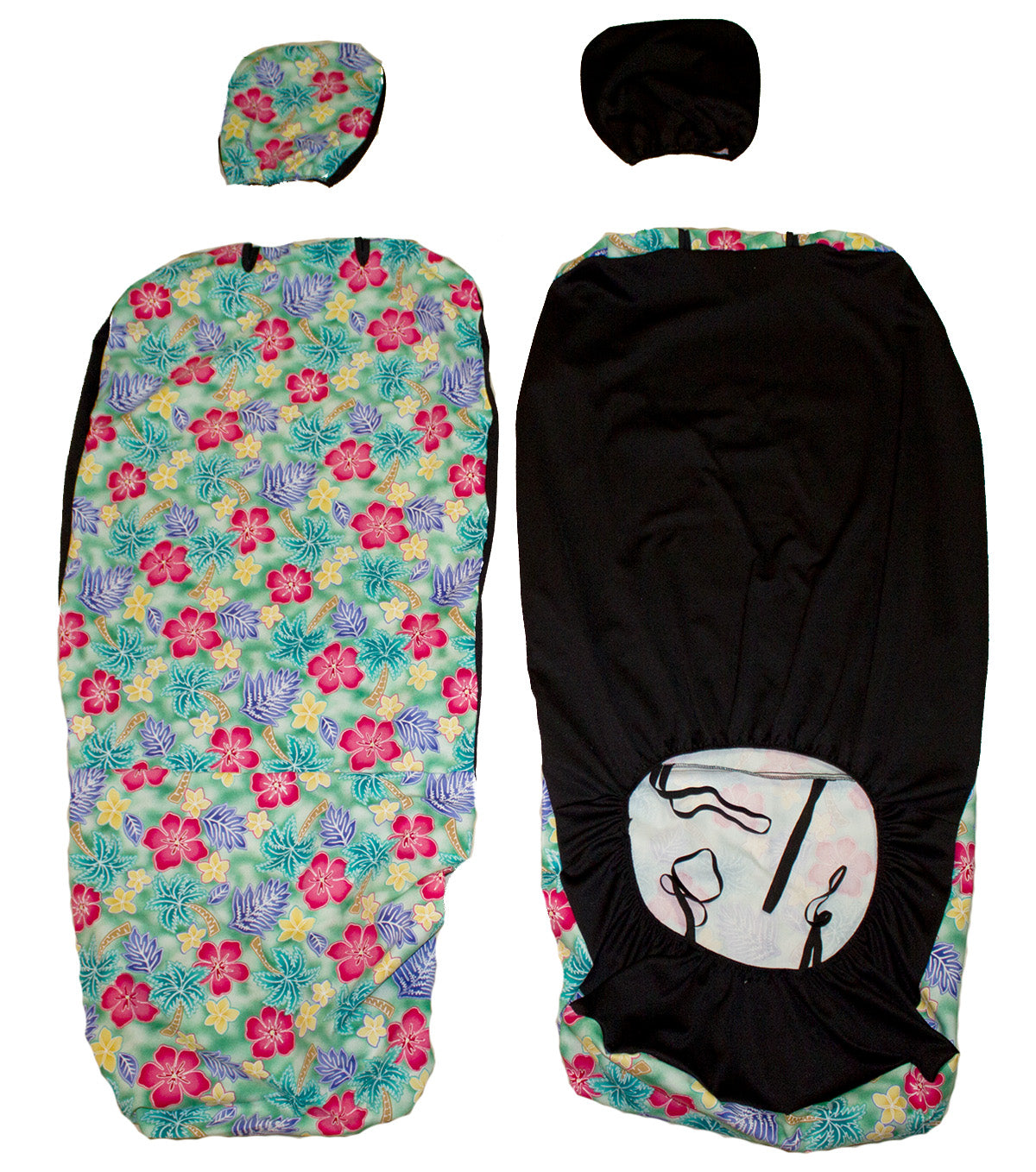 Hawaii Seat Cover with Separate Headrest, Green and Pink flower (Non-quilted)