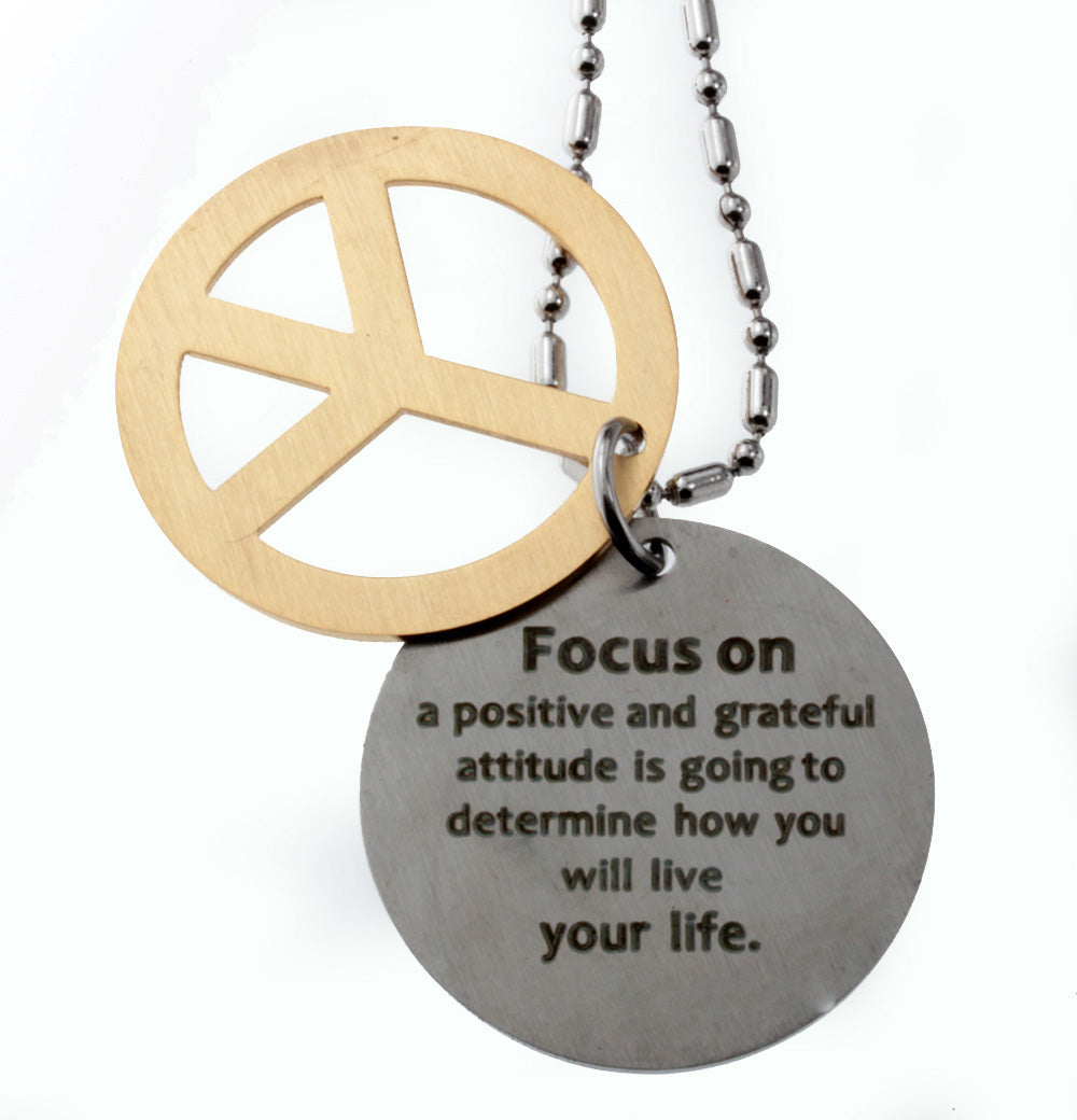 Peace Symbol Inspirational<br>Round Tag Necklace