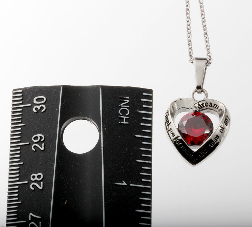 Mother in Law Red Crystal Heart Pendant Necklace<br>Thank you for raising the man of my dreams